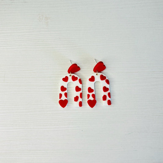 Pendientes rojos y blancos