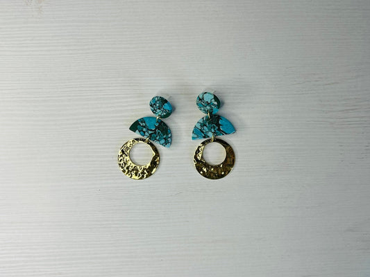 Pendientes azul turquesa dorados