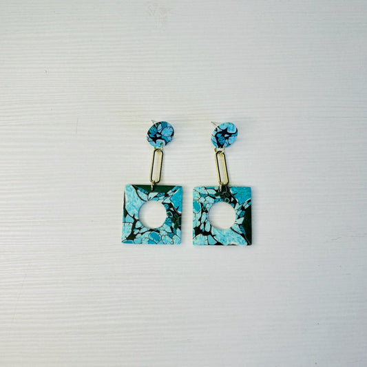 Pendientes azul turquesa y dorados