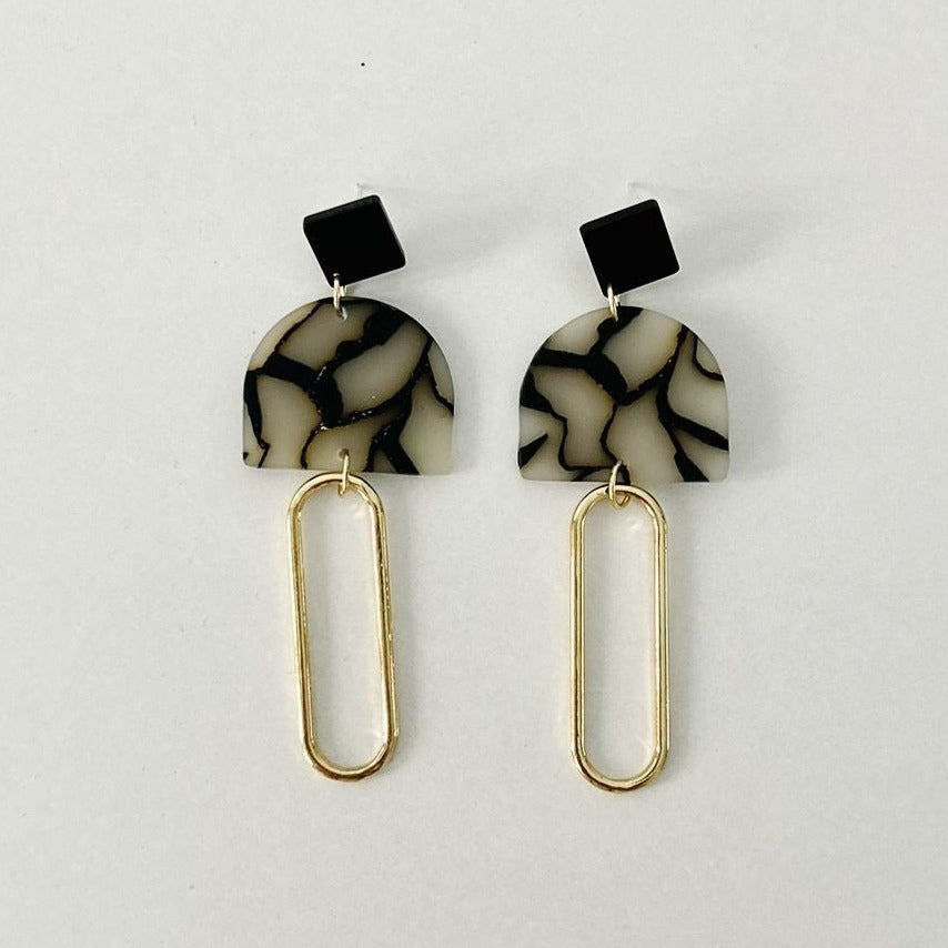 Pendientes marmol y dorado